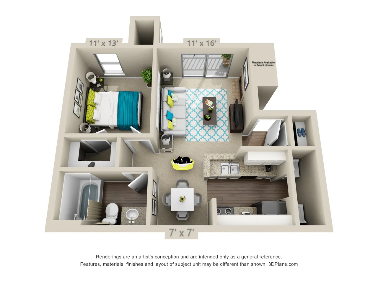 The Barton 3D Floor plan rendering