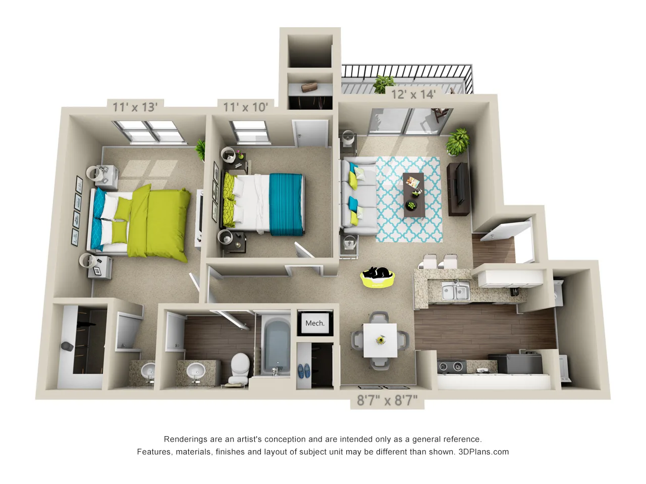 The Continental 3D Floor plan rendering