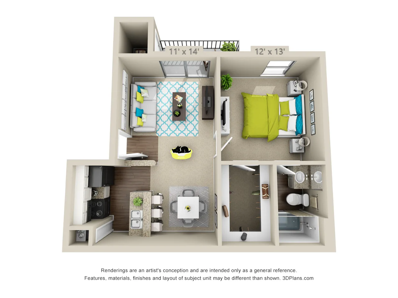 The Crenshaw 3D Floor plan rendering