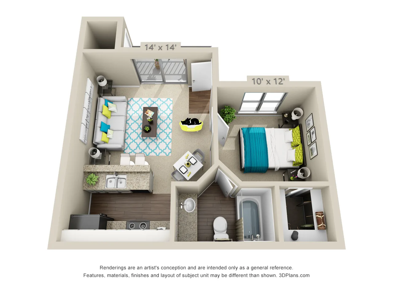 The Vaughn 3D Floor plan rendering